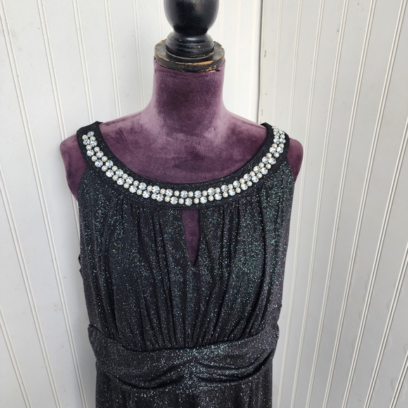 Enfocus Long Evening Dress Special Occasions Shimmer Glitter Black Silver 20W - Picture 2 of 14